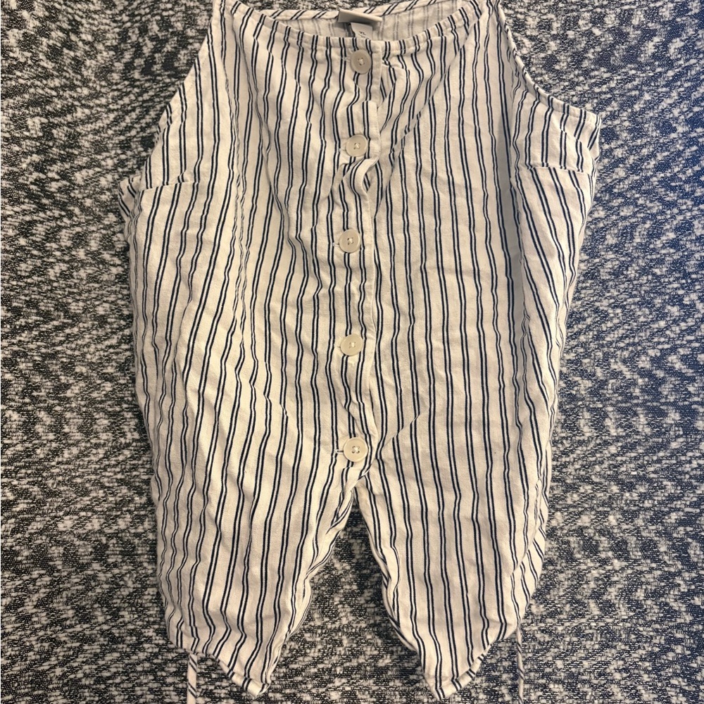 a new day Navy and White Striped Top